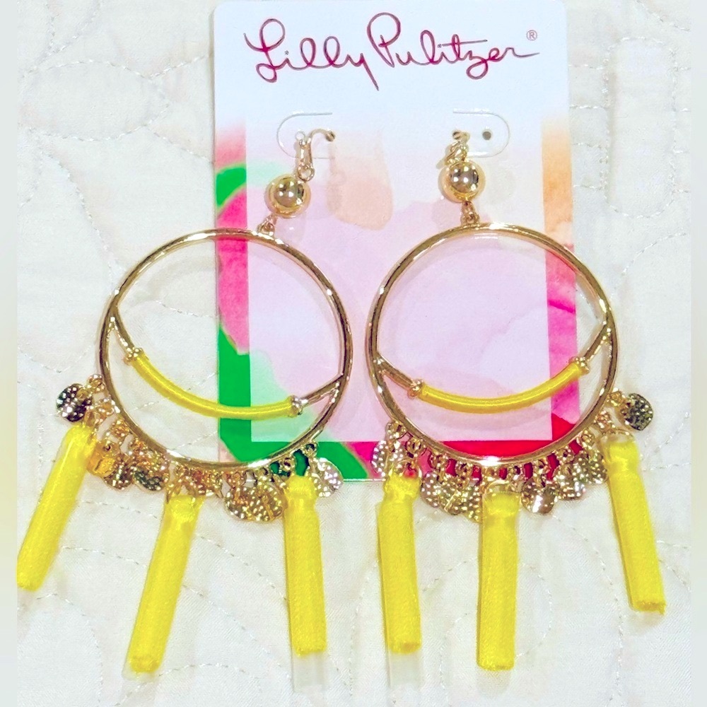 Lilly Pulitzer Surf Gypsea Yellow Lemon Earrings NEW